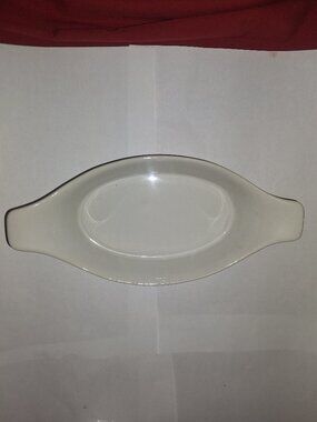 USED CANOE SHAPED AU GRATIN CERAMIC STONEWARE BAKING DISH TART PAN